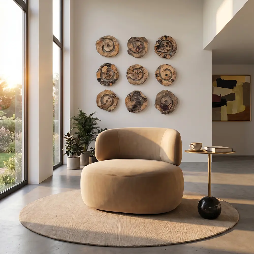 Lilo beige velvet lounge chair